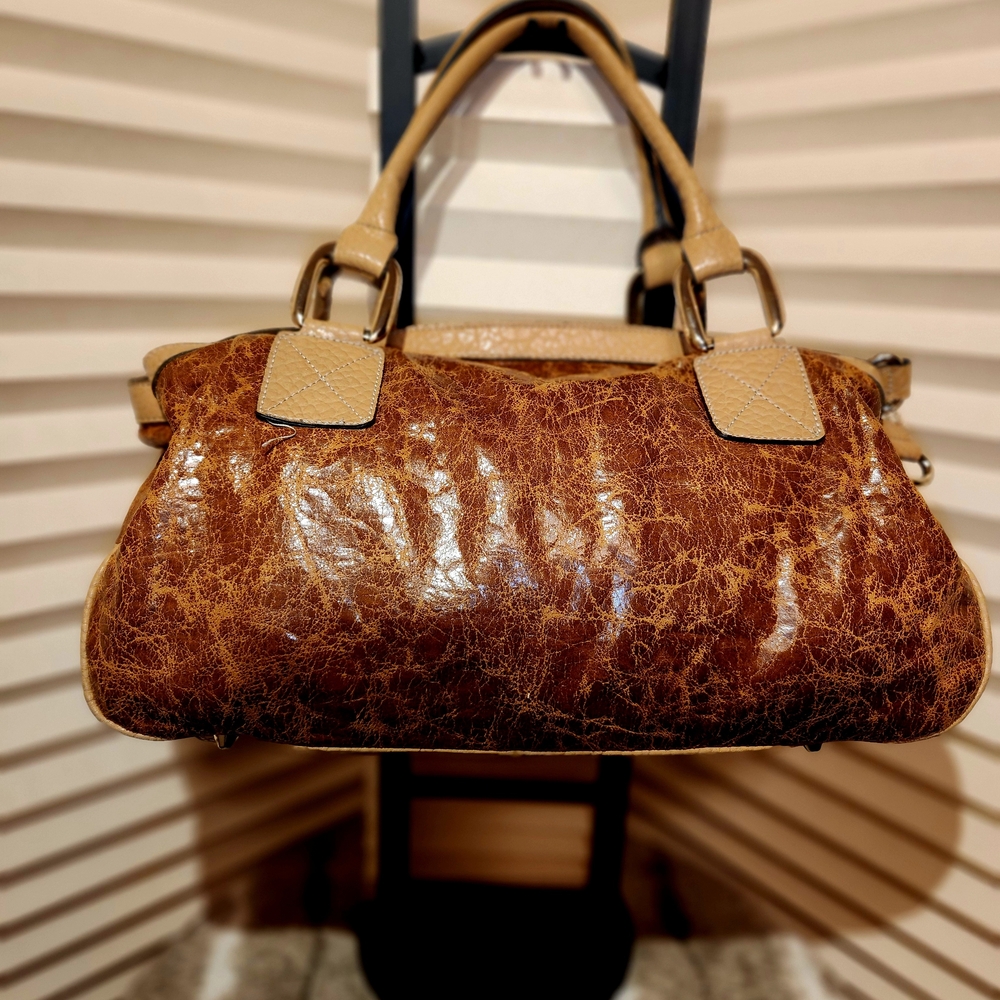 G by Guess Leather Brown and Tan Satchel - Picture 2 of 7